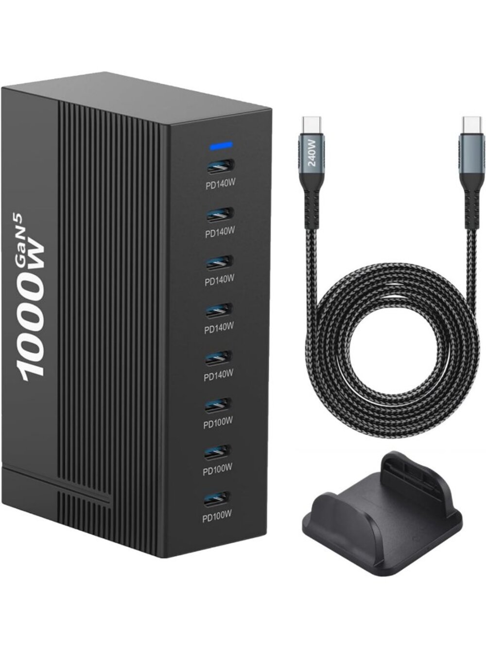 High-Power 1000W 8-Port USB Charging Station, Fast Charger for Laptops & Devices